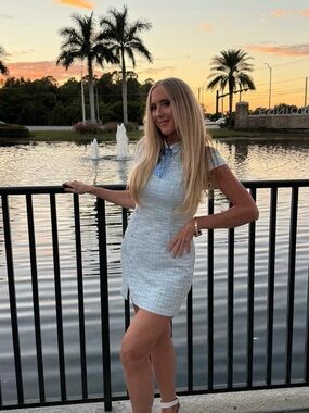 SHEIN Light Blue Tweed Cap Sleeve Mini Dress